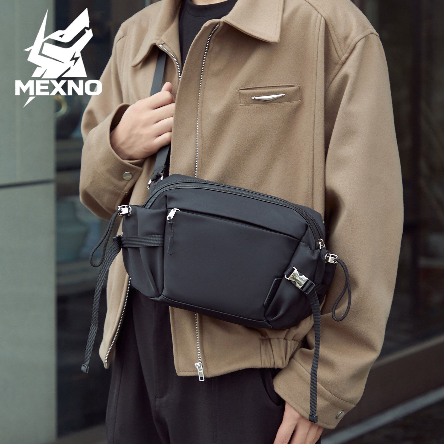 新款男士便携通勤风斜挎包男款休闲单肩包户外旅行小方包邮差包女