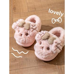 包跟家居保暖公主女孩宝宝毛毛鞋 2025新款 女童冬季 狗狗儿童棉拖鞋