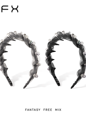 弗弗西FFX时尚网纱齿梳晨曦沙雾发箍日常外戴发饰高颅顶轻奢头箍