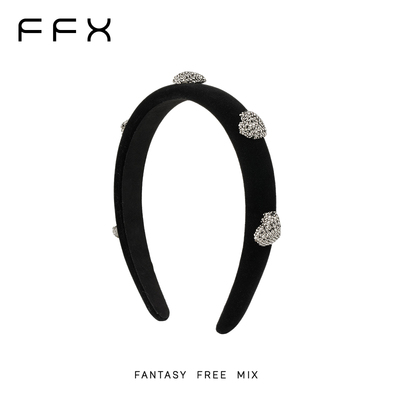 弗弗西FFX黑色爱心闪钻丝绒发箍[心光派对]高级感复古高颅顶头饰
