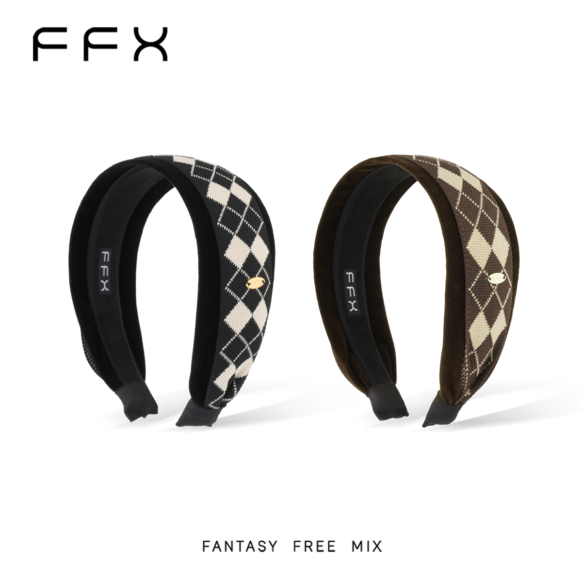 FFX高级菱格针织时尚宽版发箍