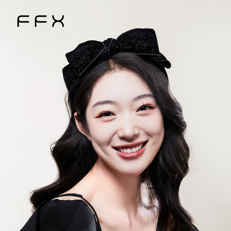 弗弗西FFX【星夜】蝴蝶结发箍女款黑色高颅顶头箍高级感秋冬头饰