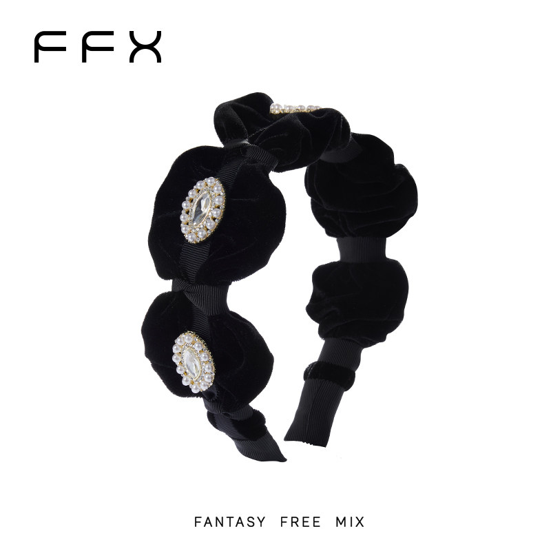 弗弗西FFX丝绒轻奢闪钻高颅顶发箍女【洛神】高级感洋气时尚头饰