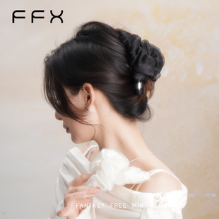 弗弗西FFX白色显发量网纱抓夹双色流光发夹云朵鲨鱼夹高级感发饰