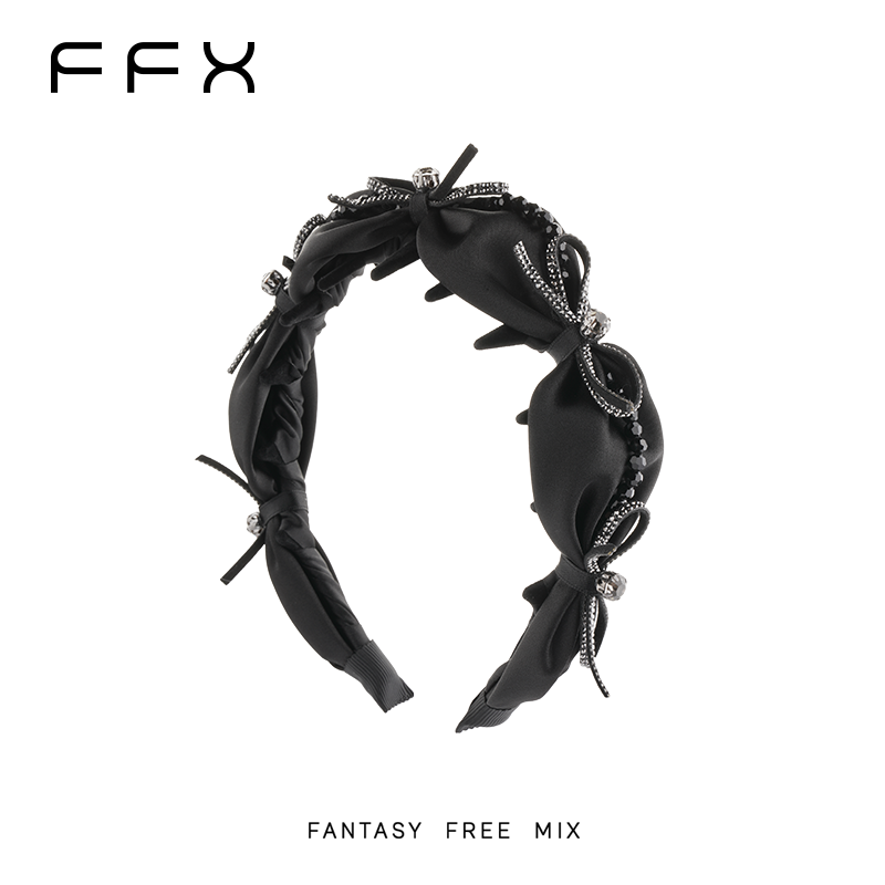 弗弗西FFX[天鹅湖畔]高级感高颅顶齿梳发箍女黑色蝴蝶结轻奢发饰