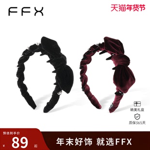 弗弗西FFX[暮光精灵]丝绒蝴蝶结齿梳发箍甜美高颅顶黑色复古发饰