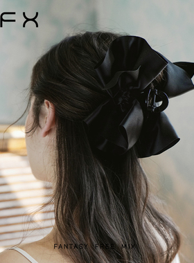 弗弗西FFX黑色蝴蝶结抓夹超大号发夹后脑勺立体鲨鱼夹发量大头饰