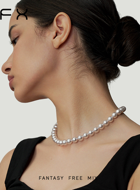 弗弗西FFX粉色水晶玻璃串珠项链[月光]锁骨链女配饰高级感choker