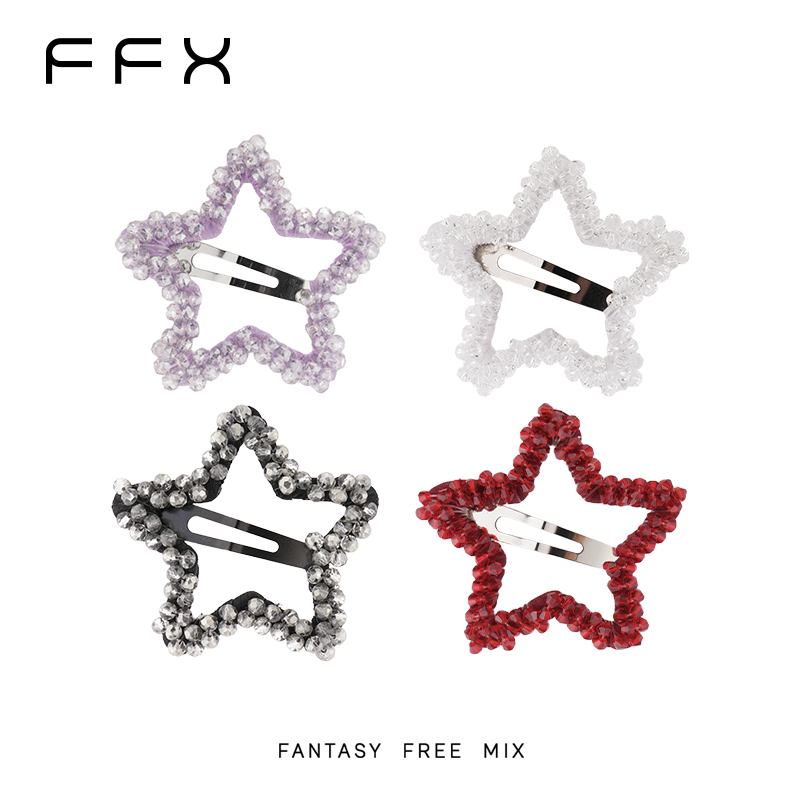 FFX轻奢超闪手工BB夹五角星发夹