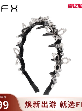 FFX弗弗西【星醉梦露】黑色重工水晶齿梳发箍女高颅顶轻奢高级感