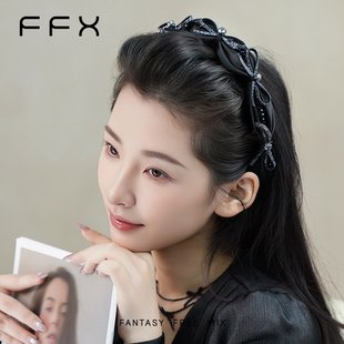 弗弗西FFX天鹅湖畔高颅顶黑色发箍高端精致带齿头箍2025新款头饰