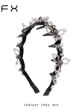 FFX弗弗西【星醉梦露】黑色重工水晶齿梳发箍女高颅顶轻奢高级感