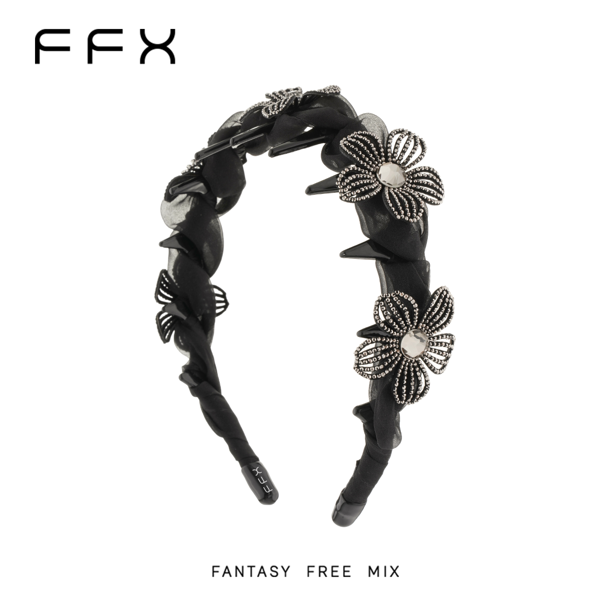 弗弗西FFX乌托邦花事高级感立体花朵发箍镂空网纱齿梳高颅顶头饰