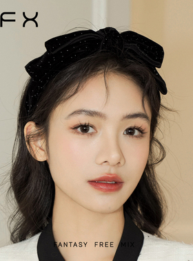 弗弗西FFX法式复古大蝴蝶结高颅顶发箍[星夜]黑色适合圆脸的发饰