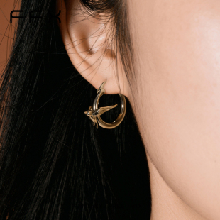 元 系列设计师款 气珠珠专享 雁归 大雁耳圈高级感耳环 FFX