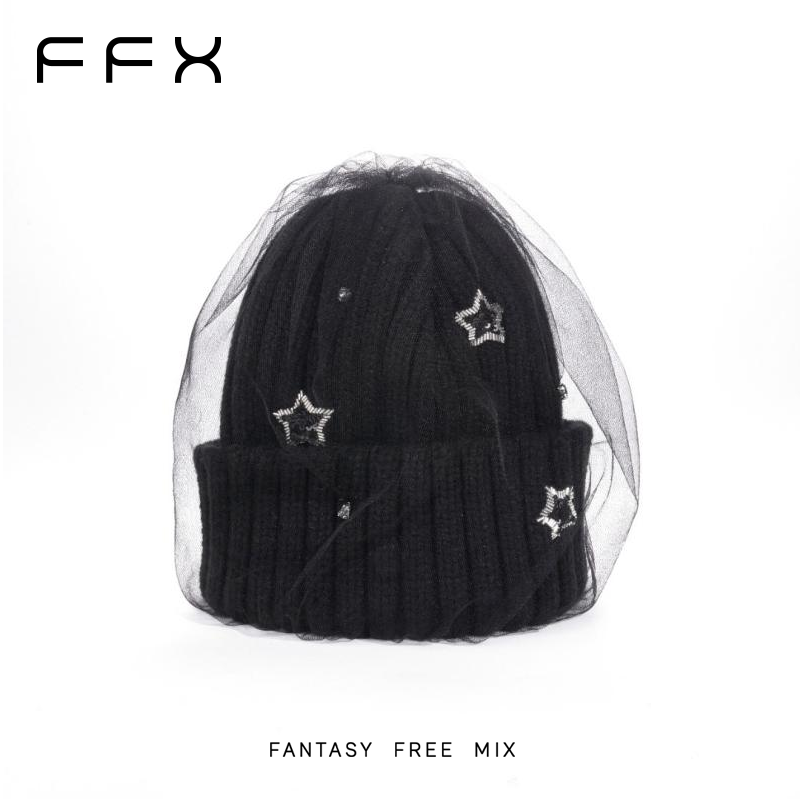 毛线帽FFX繁星保暖黑色百搭