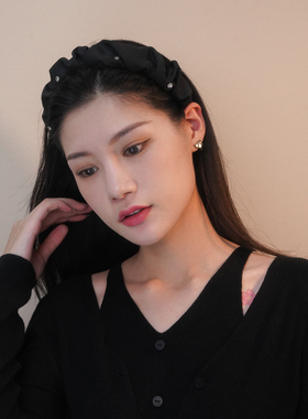弗弗西FFX水晶发箍女高级感黑色褶皱发简约百搭饰高颅顶发捆头箍
