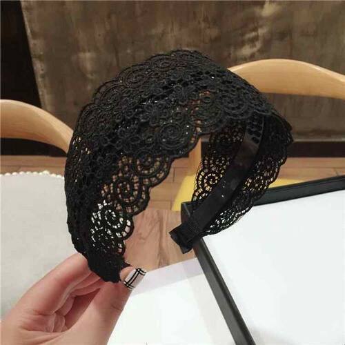 新品宽边布艺蕾丝发箍带齿发卡简约搭韩国韩版甜美清新淑女防滑压