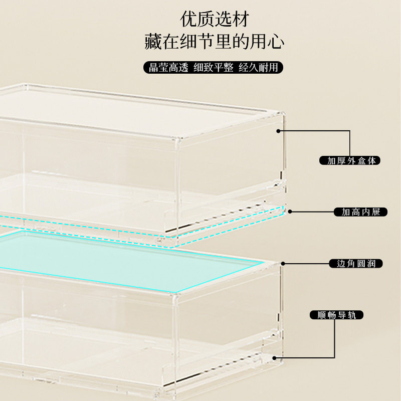 优选抽屉式收纳盒办公桌面a4纸文件柜工位整理神器透明多层杂物置