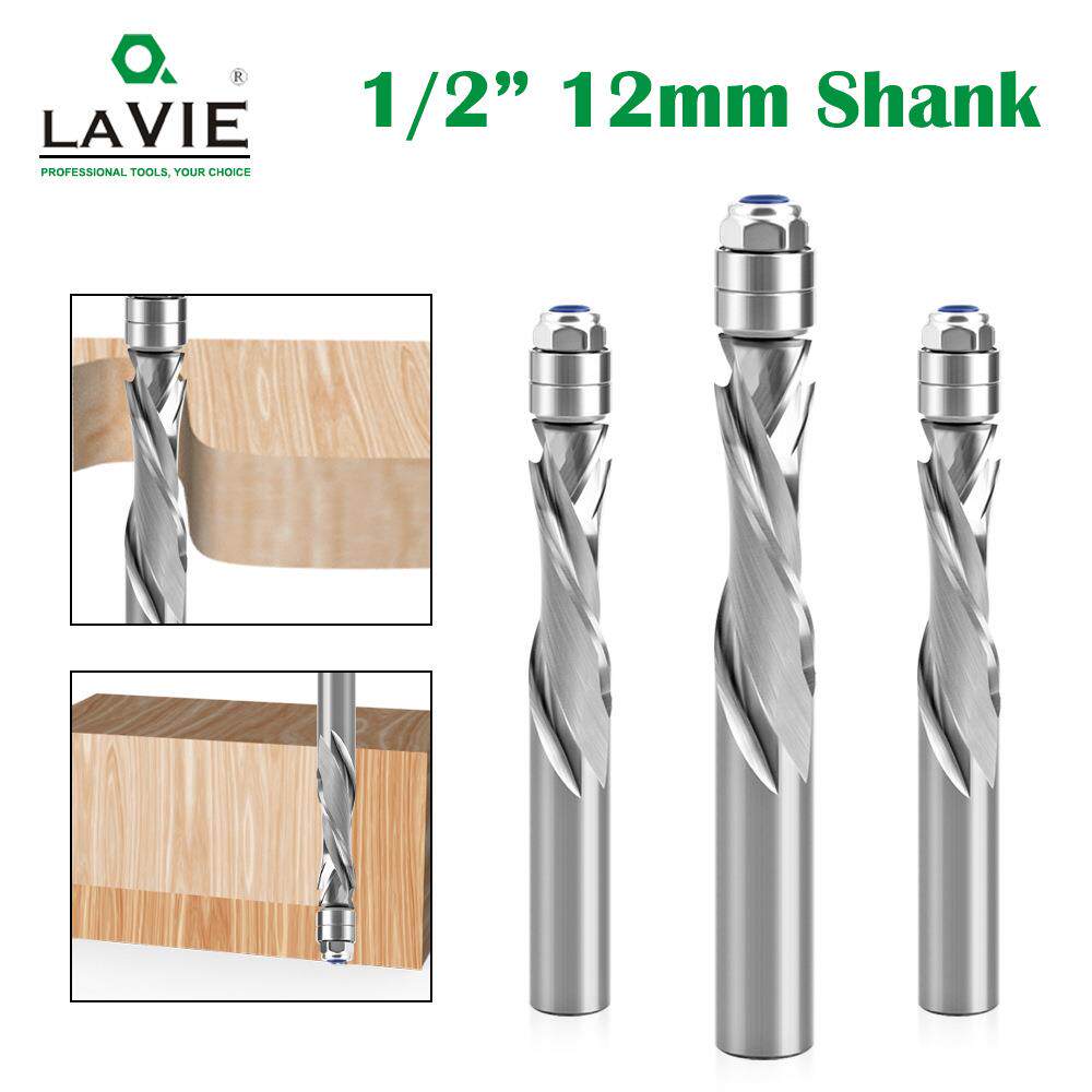 1/2柄12mm立铣刀复合修边刀整体硬质合金木工铣刀带轴承仿形