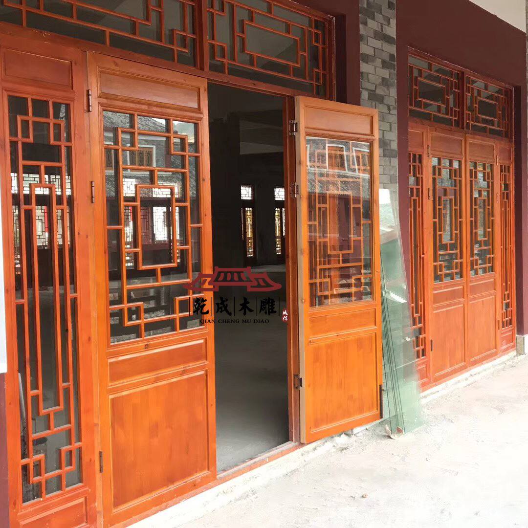 仿古门窗复古典转轴门实木花格镂空格栅新中式隔断折叠推拉门定制