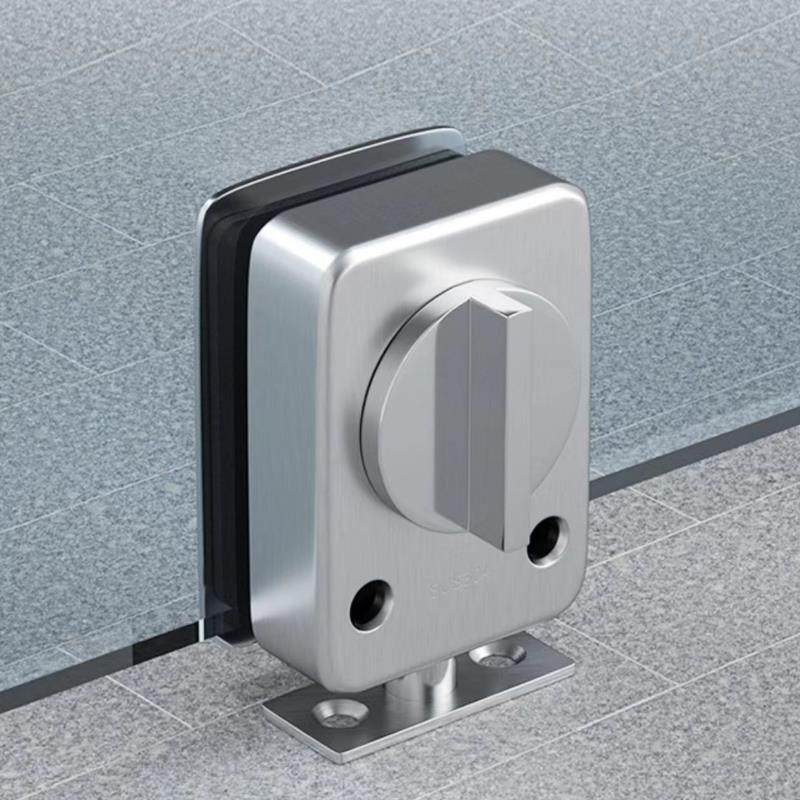 玻璃门固定地插h销双开门玻璃门锁免开孔办公室商铺酒店不锈钢地