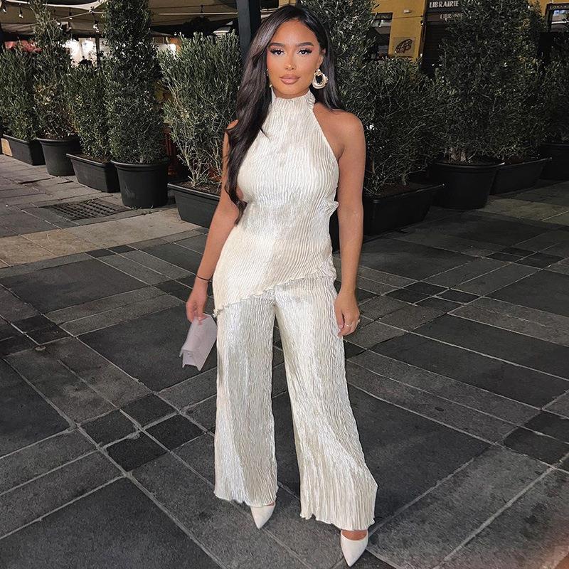 women sexy wide-leg Fashion irregular trousers temperament