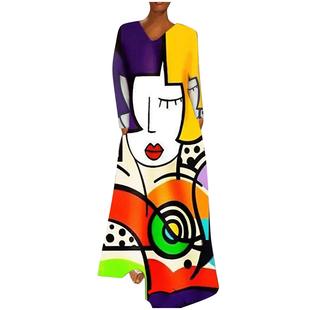 sleeve dress face Round womens long casual clothing neck