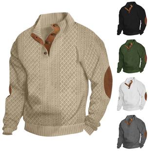 stand casual outdoor jacquard long sleeve collar Mens