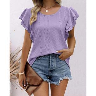 Ruffled Long Sleeve and Womens layer Hollow Short Double