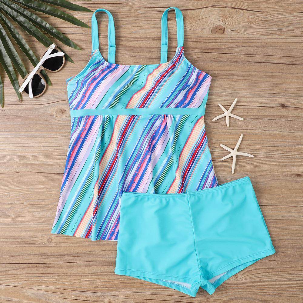 Large size two-piece boxer swimsuit for women