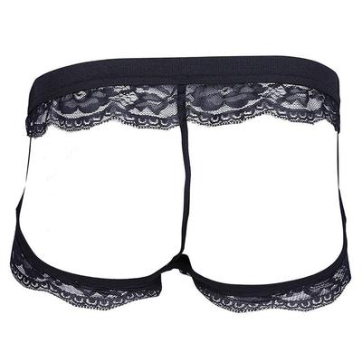 Sexy underwear for men lace see-through three-point leather