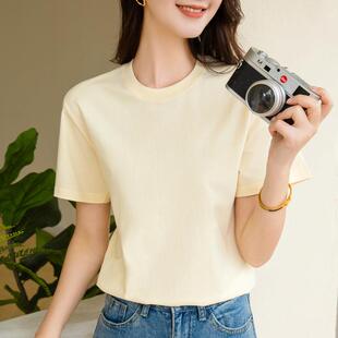 Casual Round Covering Womens Neck Belly Cotton Top shirt