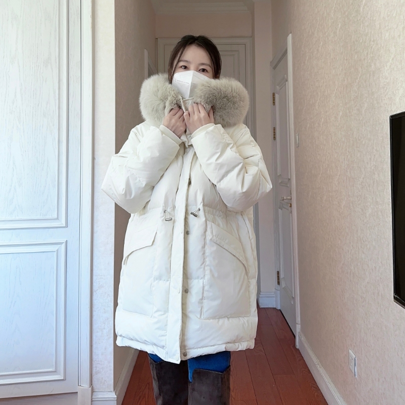 SOUL DETAIL素予可拆卸大毛领中长款羽绒服