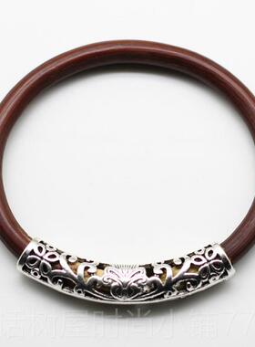 正品天藤记藏银鸡血藤手镯 藏银饰男配款女款有节无节情西款侣木
