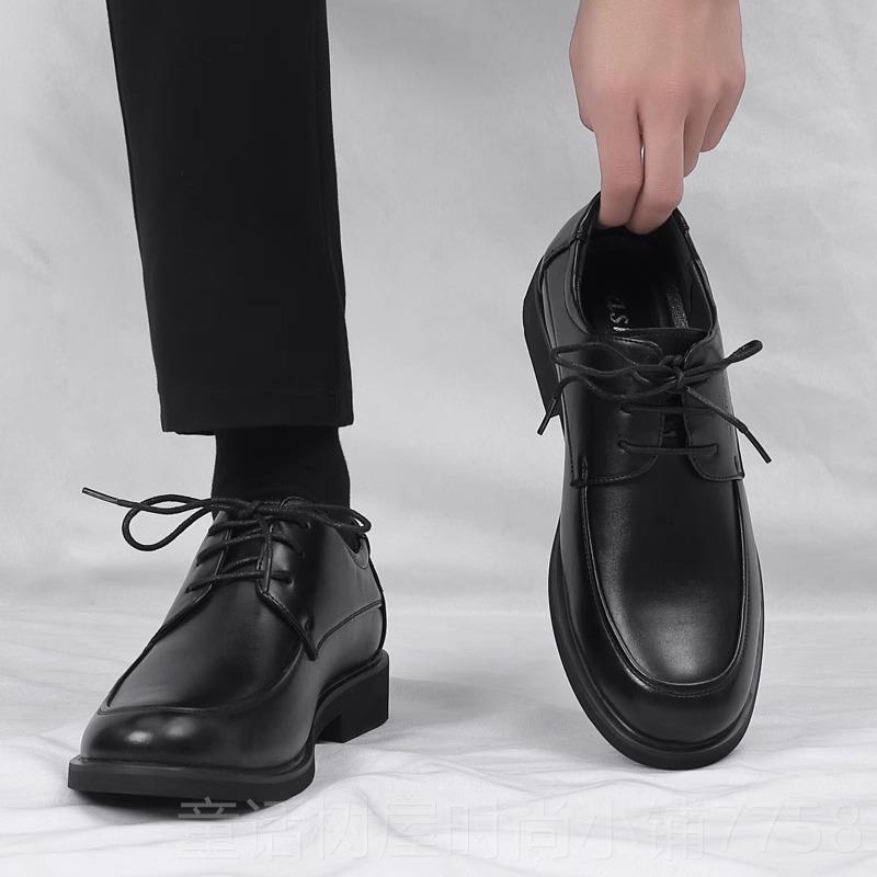 正品黑色皮鞋商正装休闲男夏季男务士小皮鞋小码4大码男鞋45 46 4