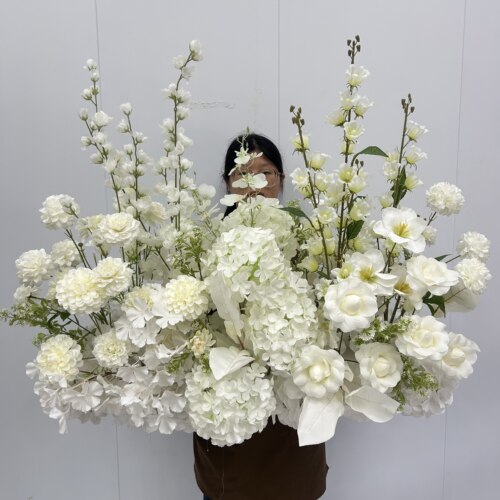 白色花排地排花韩式婚礼背景装饰