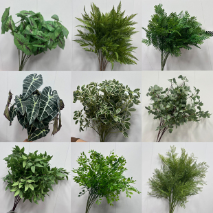 婚庆花艺绿色仿真树叶植物热带鸭掌木玉兰叶婚礼拍照造景摆拍绿植