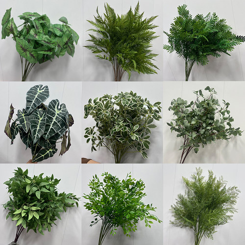 绿色仿真鸭掌木树叶植物造景花艺