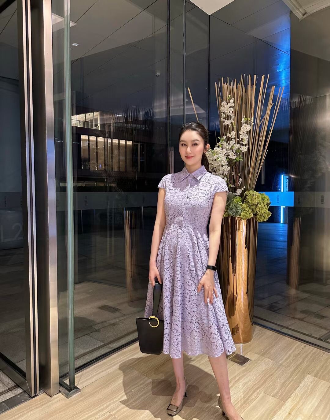 TL私人订制，欧货2023高端夏季新款股线水溶蕾丝大摆连衣裙