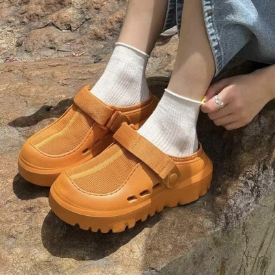 KIKIBEST新款塔斯曼厚底增高包头半拖鞋女外穿休闲克罗格沙滩凉鞋