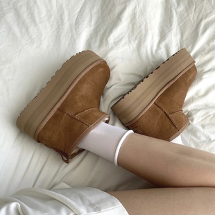 KIKIBEST厚底雪地靴女2025新款mini加绒加厚保暖户外百搭冬季棉鞋