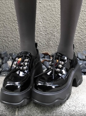 KIKIBEST厚底增高乐福鞋女2025新款英伦风复古休闲小皮鞋