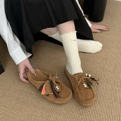 KIKIBEST复古袋鼠勃肯鞋女新款反绒厚底增高休闲百搭一脚蹬懒人鞋