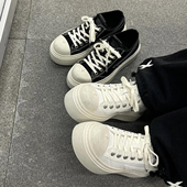 KIKIBEST新款 低帮做旧脏脏鞋 十字花复古帆布鞋 女厚底增高休闲板鞋