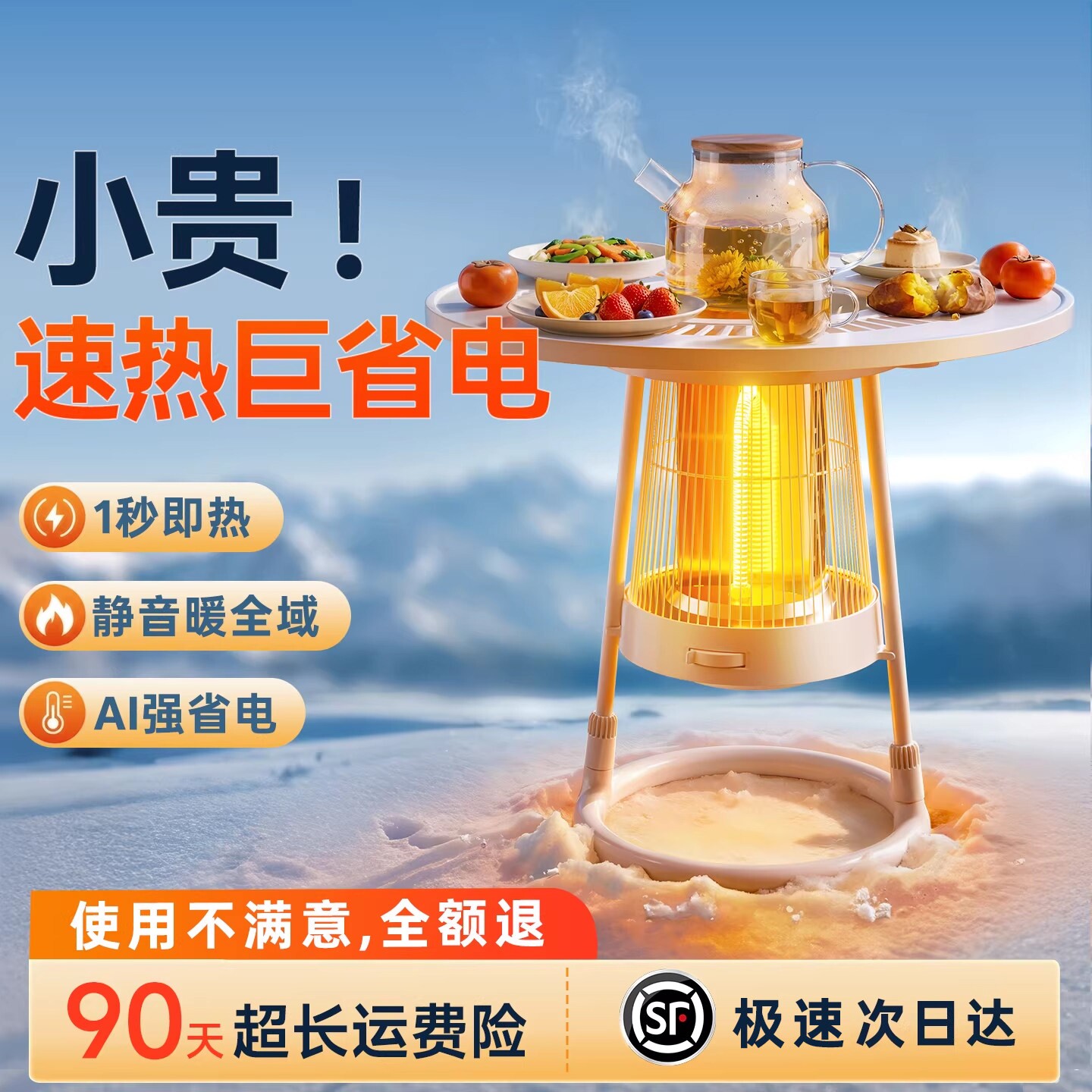 小太阳围炉新型取暖器电暖烤火炉煮茶大面积电器加热暖脚新款家用