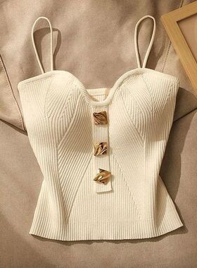 女士纯色V领抹胸吊带背心Solid color V-neck strapless tank top