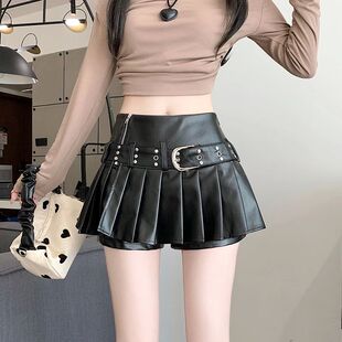 pleated casual Zipper women skirt for short 女士拉链百褶短裙