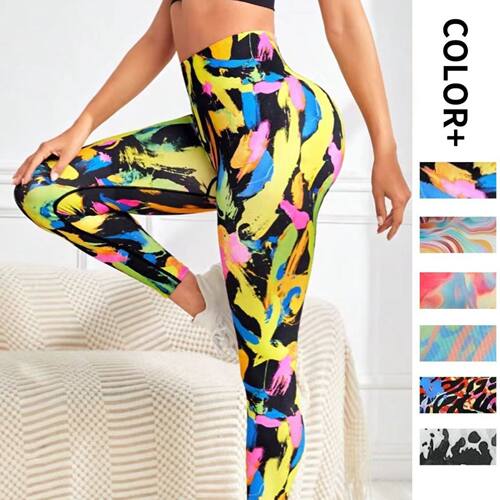 Seamless printed hip lifting yoga pants 无缝印花修身瑜伽裤女