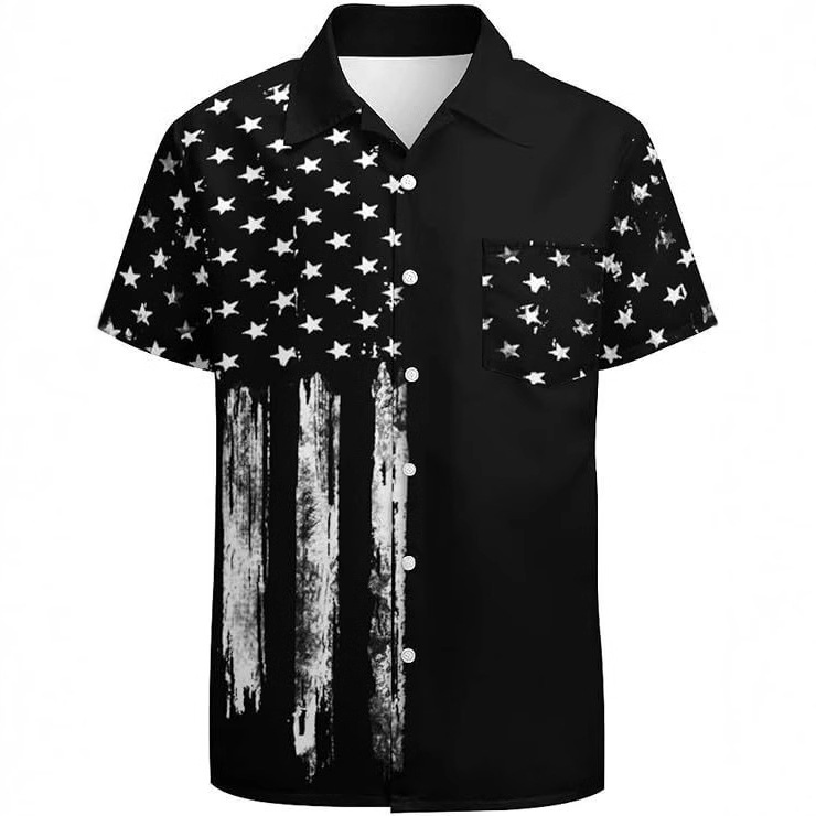 Printed collar short sleeved shirt for men印花翻领短袖衬衫男